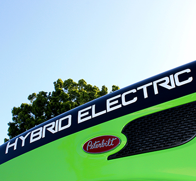Label reading electric hybrid on truck